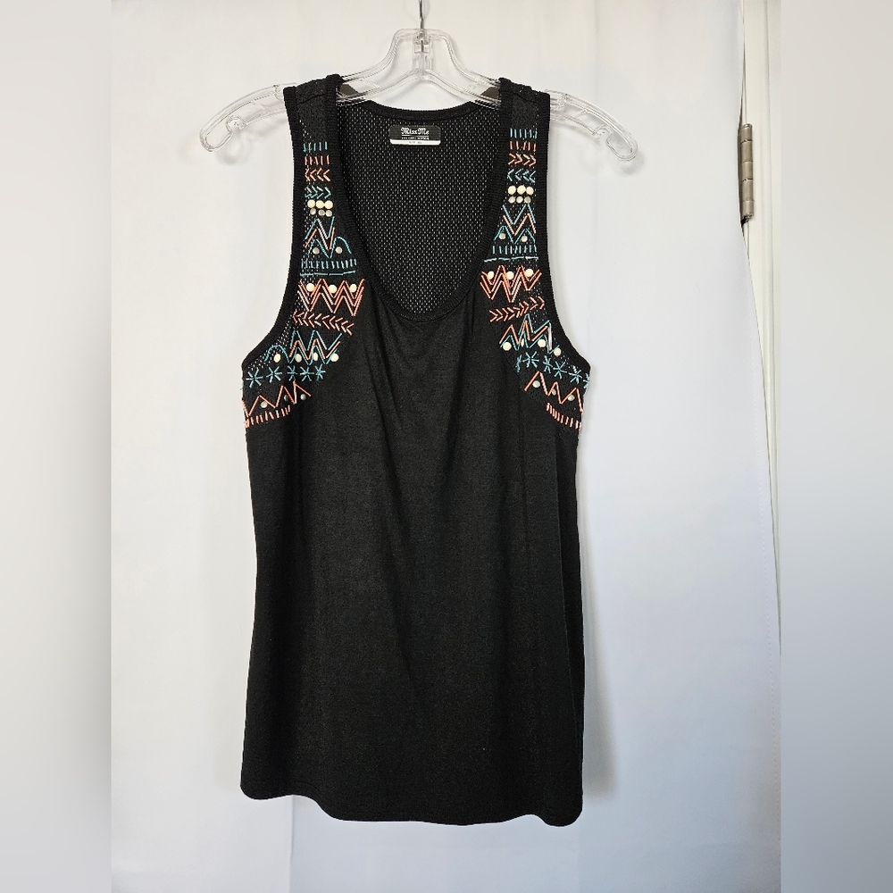 Miss Me beaded black tank top size‎ medium